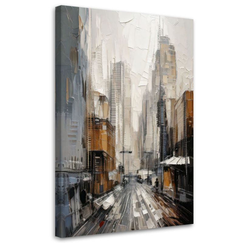 Obraz do salonu sypialni Feeby Miasto Ulica Akryl Beżowy Szary 40x60cm 1szt