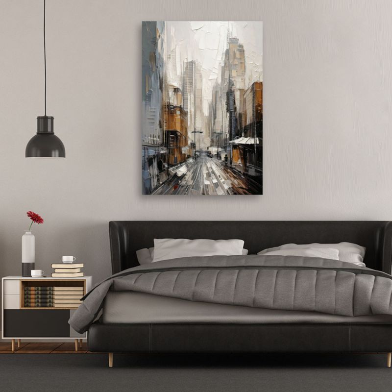 Obraz do salonu sypialni Feeby Miasto Ulica Akryl Beżowy Szary 40x60cm 1szt