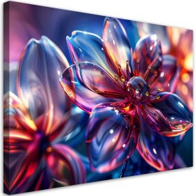 Obraz do salonu sypialni Feeby Modne Błyszczące Szklane Kwiaty 120x80 cm 1szt