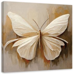 Obraz do salonu sypialni Feeby Motyl Beżowy Malowany 30x30 cm 1szt