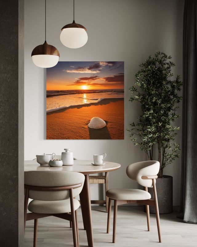 Obraz do salonu sypialni Feeby Muszla Plaża Słońce 30x30 cm 1szt