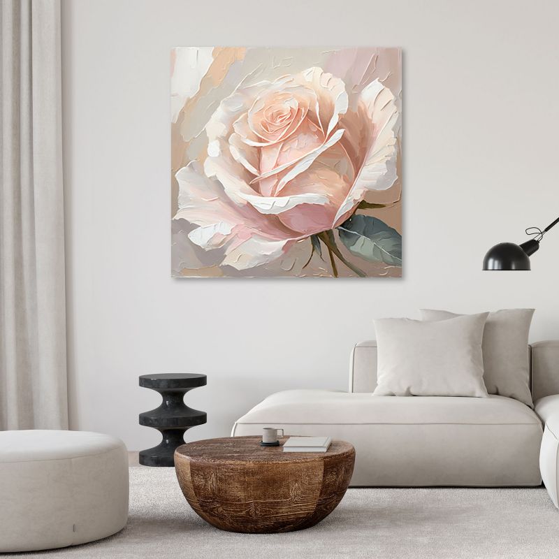 Obraz do salonu sypialni Feeby na płótnie Kwiaty Pudrowa Róża 40x40 cm 1szt
