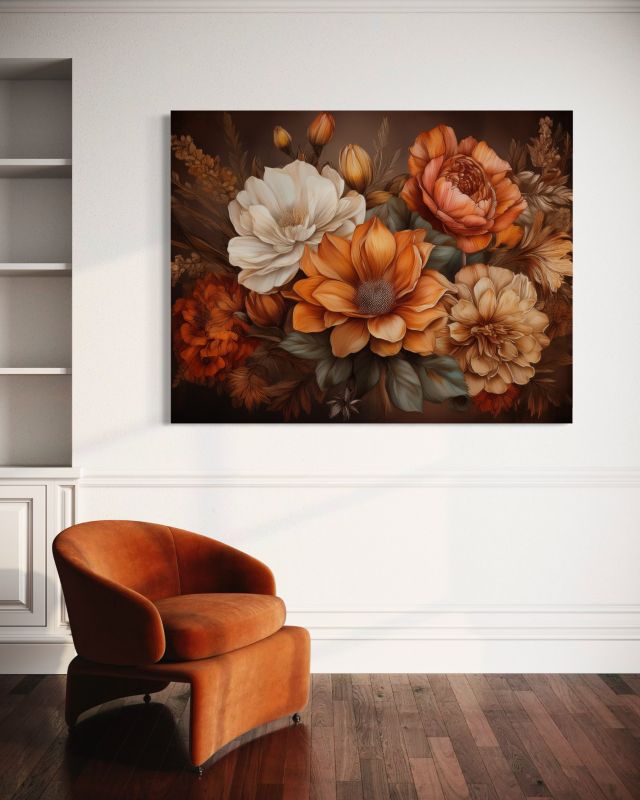 Obraz do salonu sypialni Feeby Natura Botanika Pomarańczowe 100x70 cm 1szt