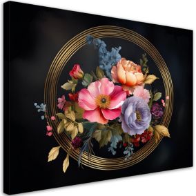 Obraz do salonu sypialni Feeby Natura Liście Kwiaty Bukiet 60x40 cm 1szt