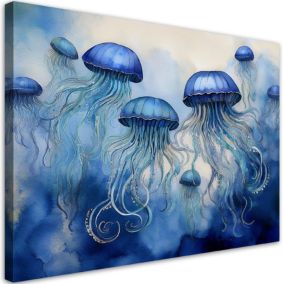 Obraz do salonu sypialni Feeby Niebieskie Meduzy Morskie 100x70 cm 1szt