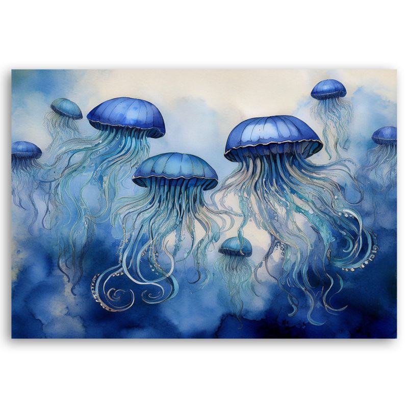 Obraz do salonu sypialni Feeby Niebieskie Meduzy Morskie 120x80 cm 1szt