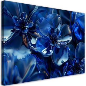 Obraz do salonu sypialni Feeby Niebieskie Szklane Kwiaty 60x40 cm 1szt
