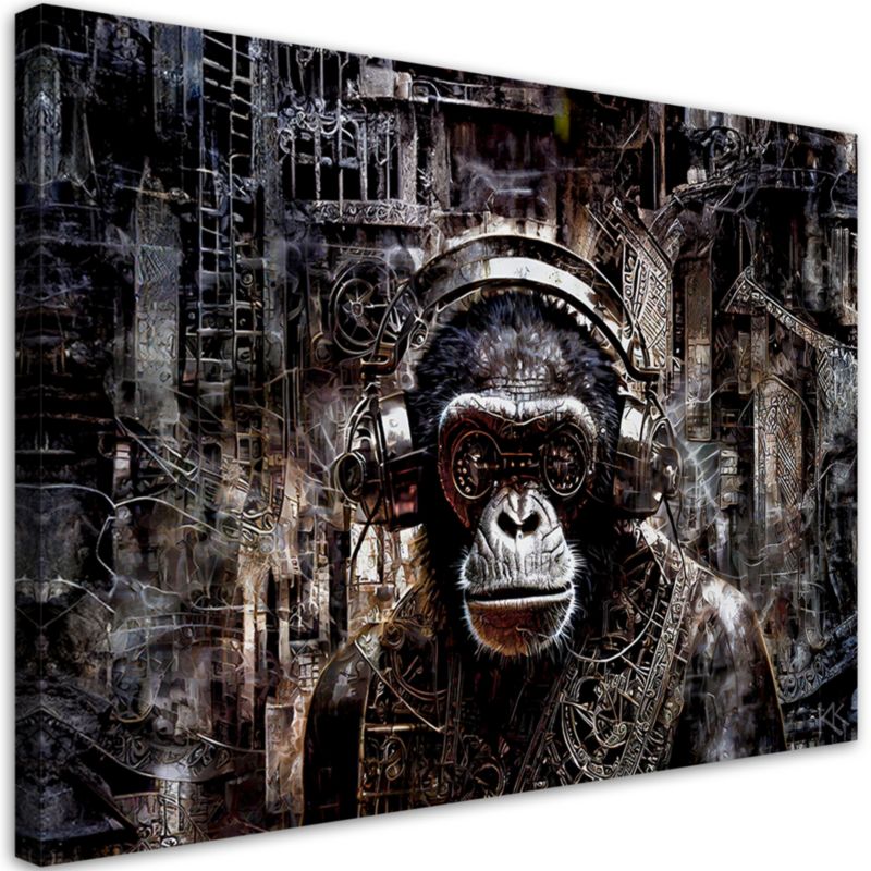 Obraz do salonu sypialni Feeby Nowoczesna Małpa Abstrakcja Czarny 90x60 cm 1szt