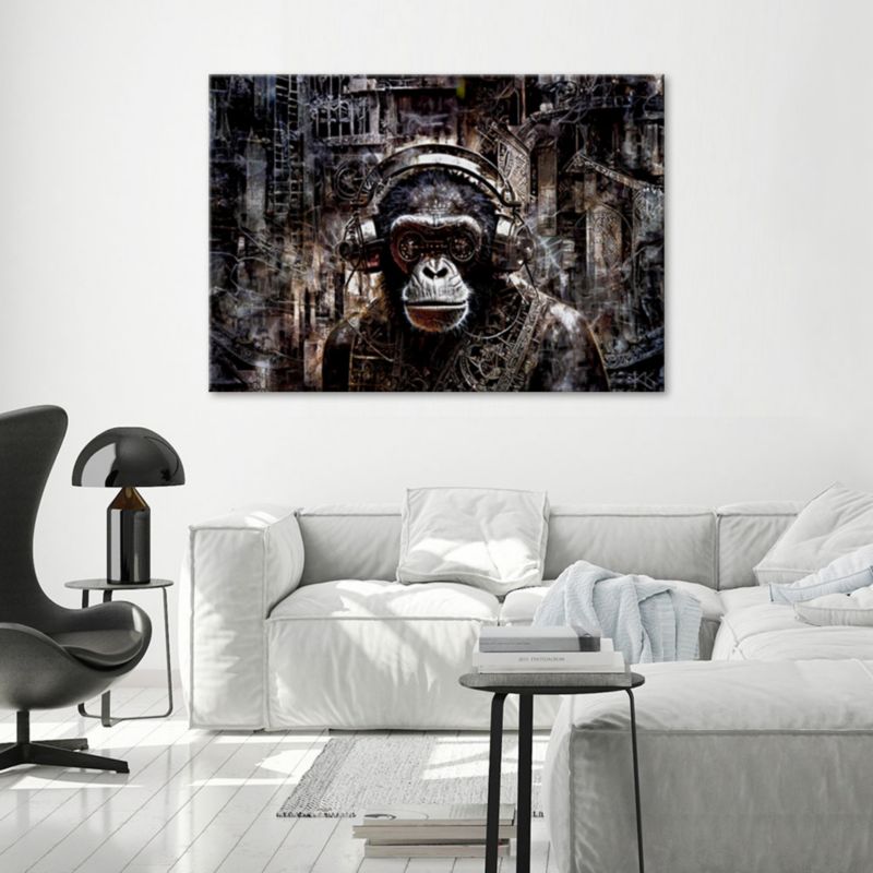 Obraz do salonu sypialni Feeby Nowoczesna Małpa Abstrakcja Czarny 90x60 cm 1szt