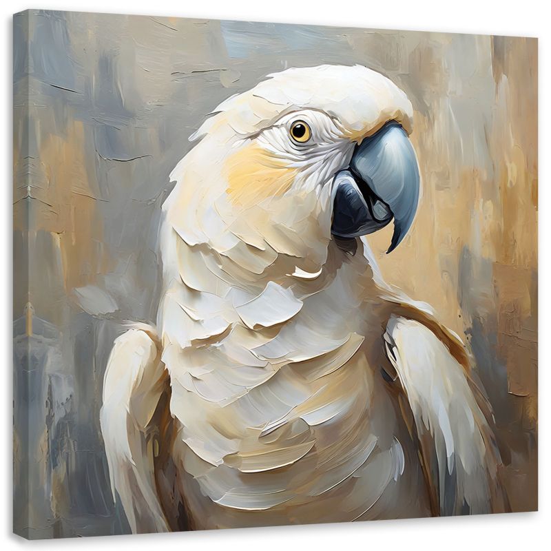 Obraz do salonu sypialni Feeby Olejny Papuga Beżowy 40x40 cm 1szt
