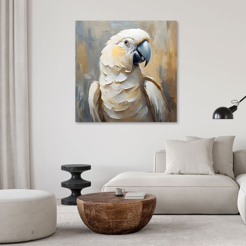 Obraz do salonu sypialni Feeby Olejny Papuga Beżowy 40x40 cm 1szt