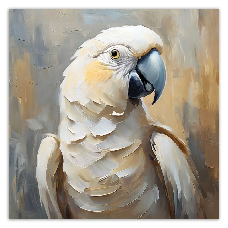 Obraz do salonu sypialni Feeby Olejny Papuga Beżowy 40x40 cm 1szt