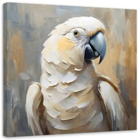 Obraz do salonu sypialni Feeby Olejny Papuga Beżowy 50x50 cm 1szt