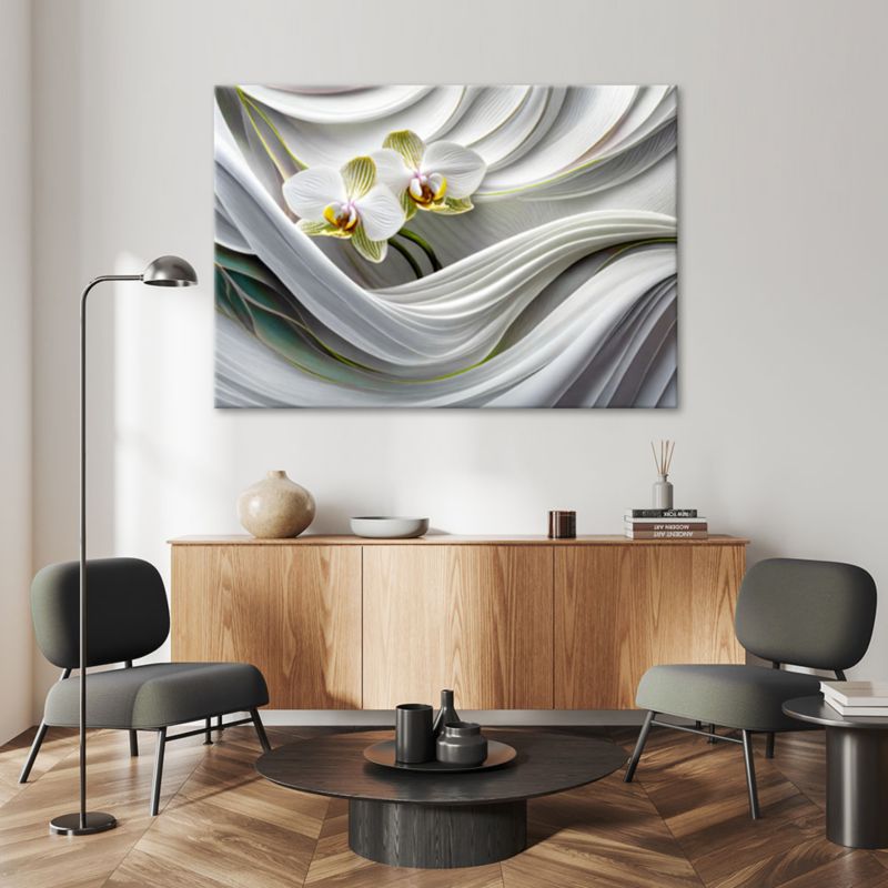 Obraz do salonu sypialni Feeby Orchidea Abstrakcja 3D Biały 60x40 cm 1szt