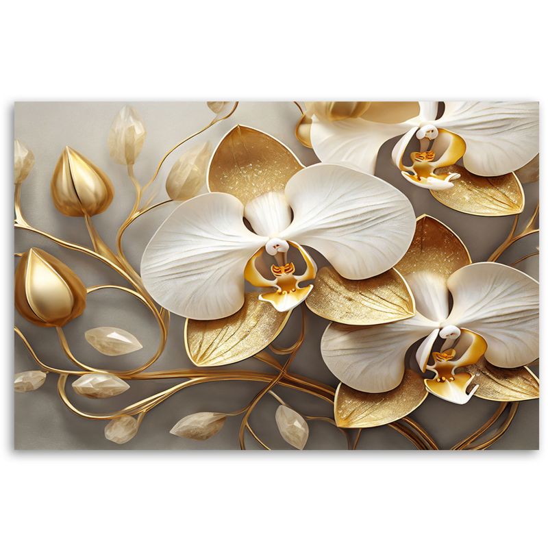 Obraz do salonu sypialni Feeby Orchidea Glamour Złoty Beżowy 60x40 cm 1szt