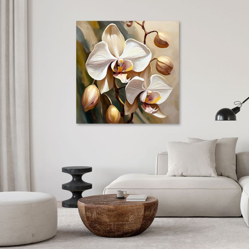 Obraz do salonu sypialni Feeby Orchidea Malowana Beżowy 30x30 cm 1szt