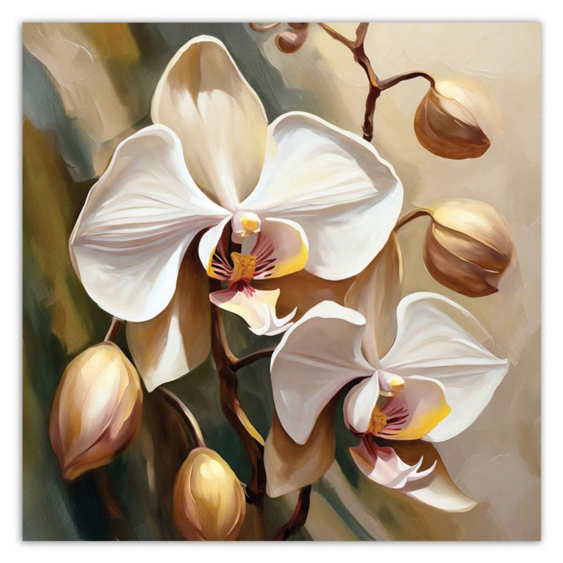Obraz do salonu sypialni Feeby Orchidea Malowana Beżowy 30x30 cm 1szt