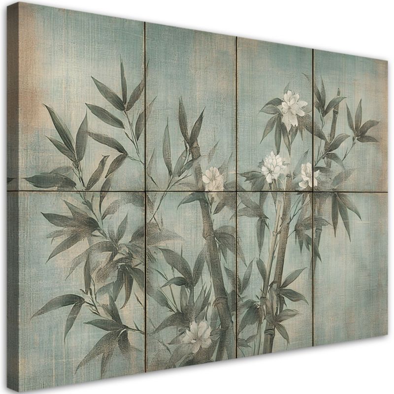 Obraz do salonu sypialni Feeby Pędy Bambusa Liście Boho 100x70 cm 1szt