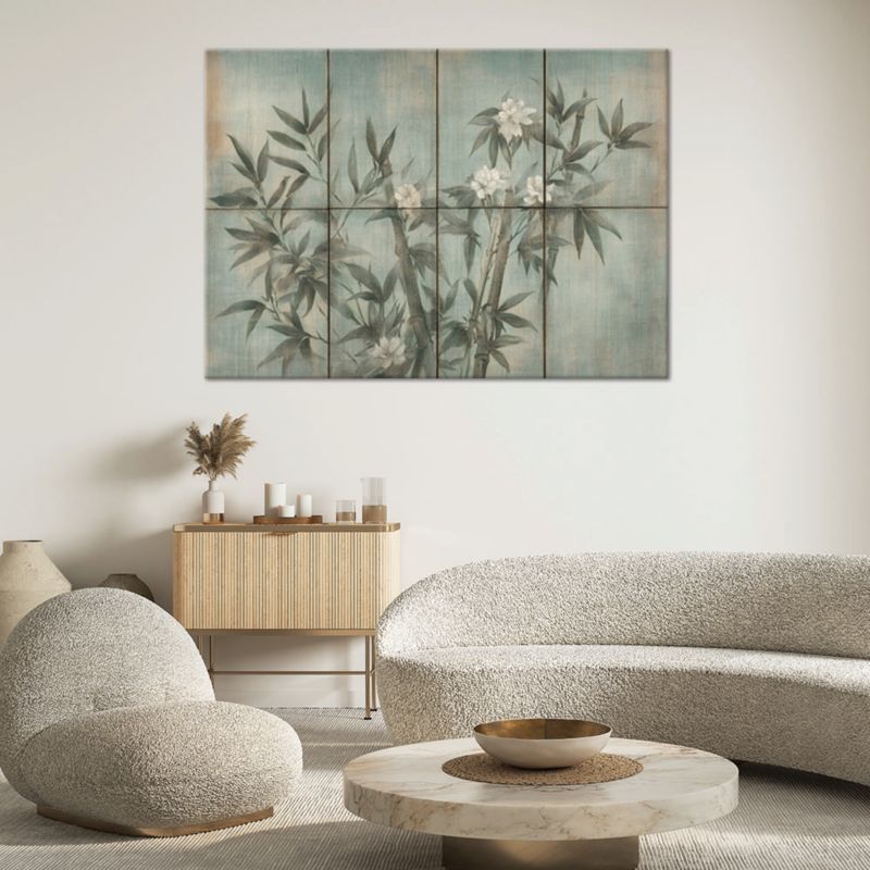 Obraz do salonu sypialni Feeby Pędy Bambusa Liście Boho 100x70 cm 1szt