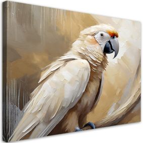 Obraz do salonu sypialni Feeby Papuga Ptaki Beżowy 100x70 cm 1szt
