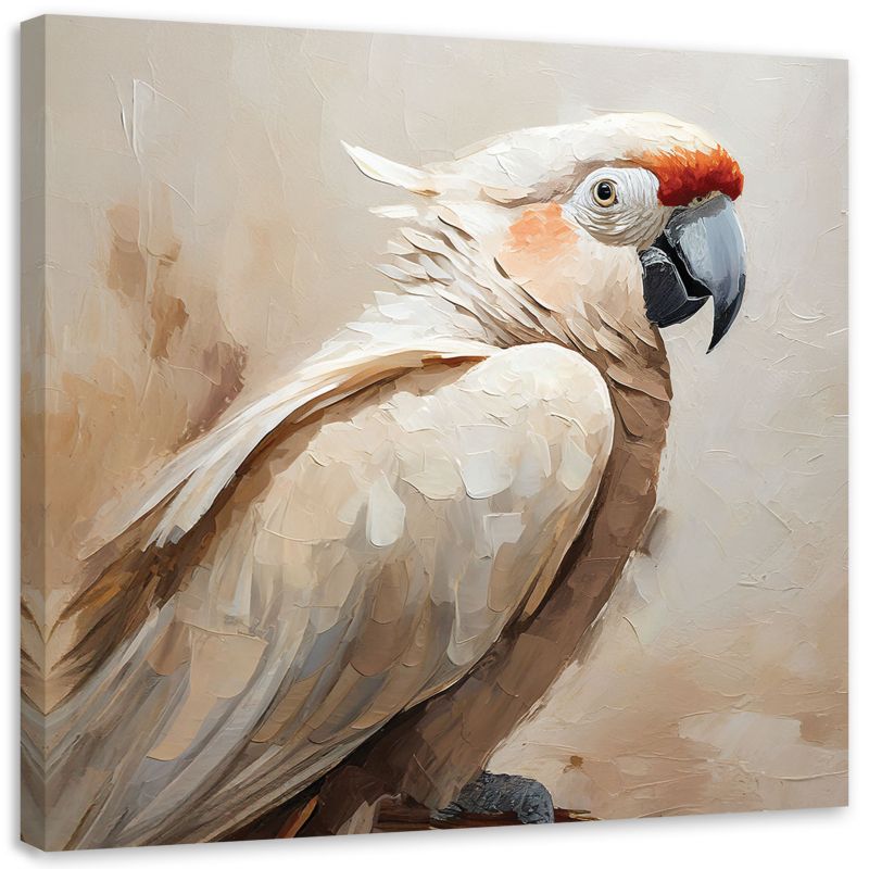 Obraz do salonu sypialni Feeby Papuga Ptaki Beżowy 50x50 cm 1szt