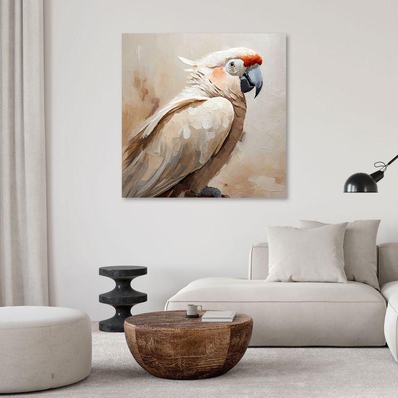 Obraz do salonu sypialni Feeby Papuga Ptaki Beżowy 50x50 cm 1szt