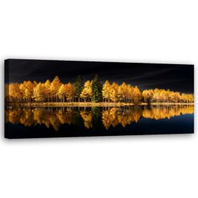 Obraz do salonu sypialni Feeby Pejzaż Las Natura Złoty 90x30 cm 1 szt