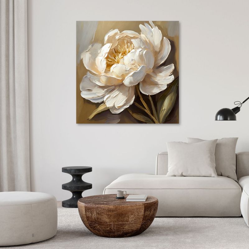 Obraz do salonu sypialni Feeby Peonia Kremowa Kwiaty 60x60 cm 1szt