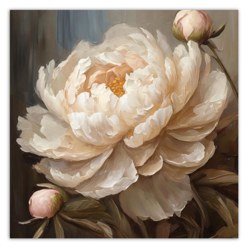 Obraz do salonu sypialni Feeby Piwonia Kwiat Malowany 50x50 cm 1szt