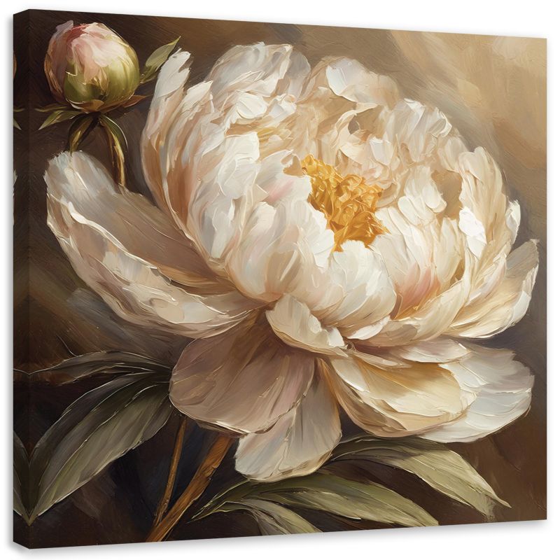 Obraz do salonu sypialni Feeby Piwonia Kwiat Malowany 50x50 cm 1szt