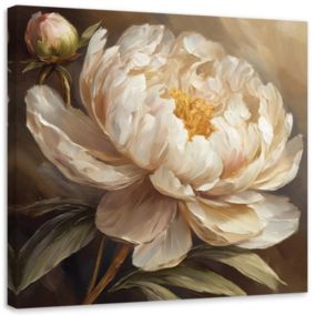 Obraz do salonu sypialni Feeby Piwonia Kwiat Malowany 50x50 cm 1szt