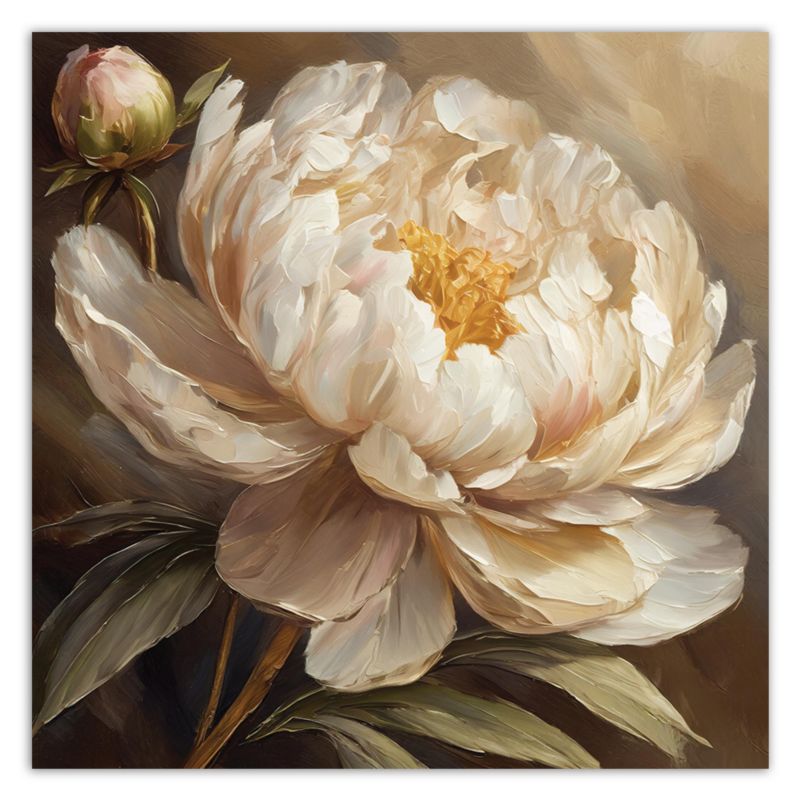 Obraz do salonu sypialni Feeby Piwonia Kwiat Malowany 50x50 cm 1szt