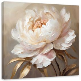 Obraz do salonu sypialni Feeby Piwonia Kwiaty Złoty 3D 30x30 cm 1szt
