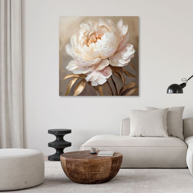Obraz do salonu sypialni Feeby Piwonia Kwiaty Złoty 3D 60x60 cm 1szt