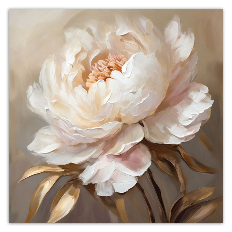 Obraz do salonu sypialni Feeby Piwonia Kwiaty Złoty 3D 60x60 cm 1szt