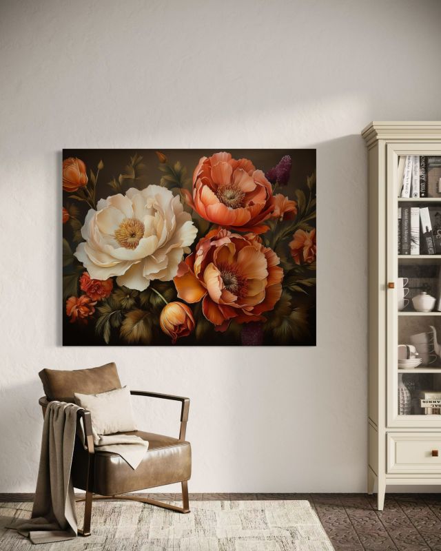Obraz do salonu sypialni Feeby Piwonie Kwiaty Shabby Chic 60x40 cm 1szt