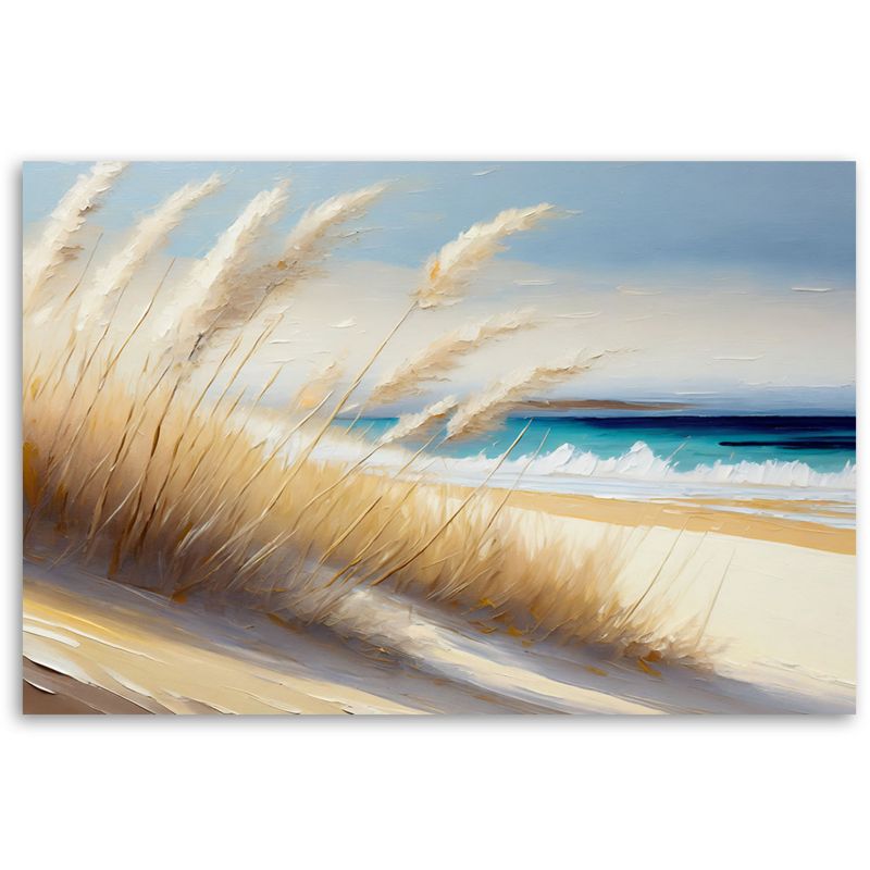 Obraz do salonu sypialni Feeby Plaża Morze Trawy Beżowy 100x70 cm 1szt