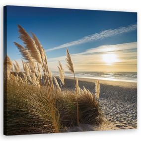 Obraz do salonu sypialni Feeby Plaża Morze Trawy Beżowy 60x60 cm 1szt