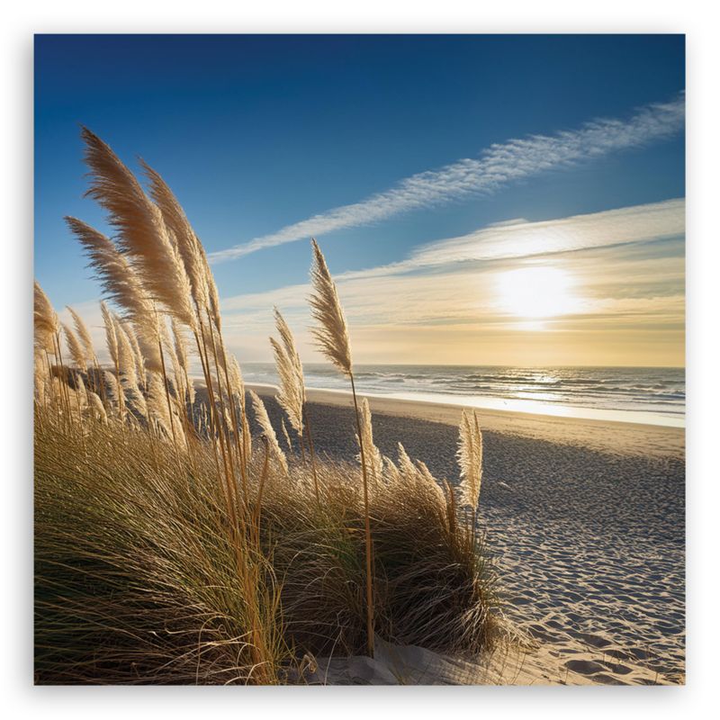 Obraz do salonu sypialni Feeby Plaża Morze Trawy Beżowy 60x60 cm 1szt