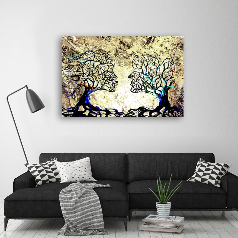 Obraz do salonu sypialni Feeby Pocałunek Drzewa Miłość Abstrakcja w Beżu 100x70cm 1szt