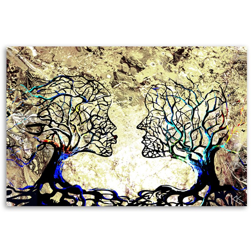 Obraz do salonu sypialni Feeby Pocałunek Drzewa Miłość Abstrakcja w Beżu 100x70cm 1szt