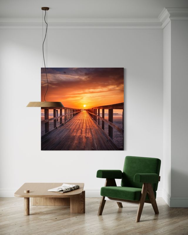 Obraz do salonu sypialni Feeby Pomost Morze Zachód Słońca 60x60 cm 1szt