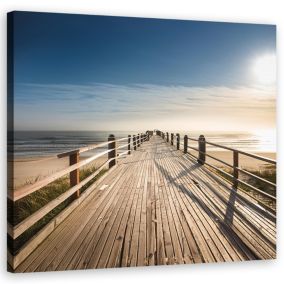Obraz do salonu sypialni Feeby Pomost Plaża Morze Beżowy 50x50 cm 1szt
