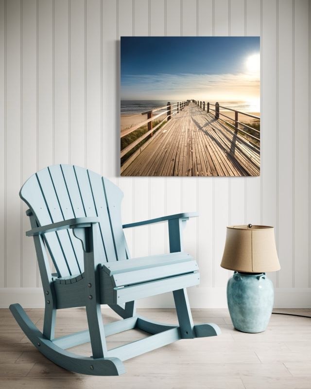 Obraz do salonu sypialni Feeby Pomost Plaża Morze Beżowy 50x50 cm 1szt