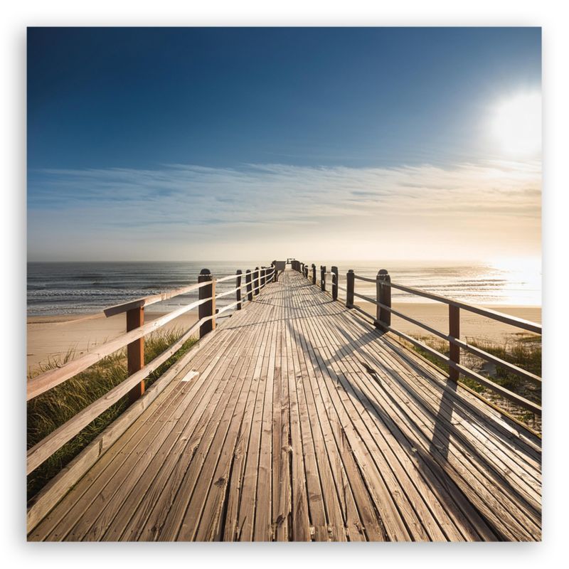 Obraz do salonu sypialni Feeby Pomost Plaża Morze Beżowy 50x50 cm 1szt