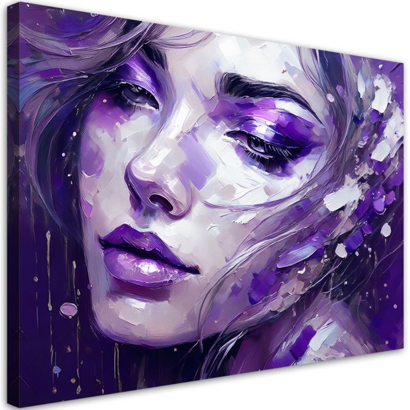 Obraz do salonu sypialni Feeby Portret Kobiety Abstrakcja Fioletowy 120x80 cm 1szt