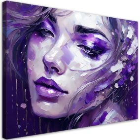 Obraz do salonu sypialni Feeby Portret Kobiety Abstrakcja Fioletowy 120x80 cm 1szt