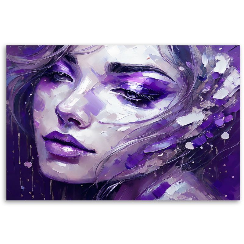 Obraz do salonu sypialni Feeby Portret Kobiety Abstrakcja Fioletowy 90x60 cm 1szt