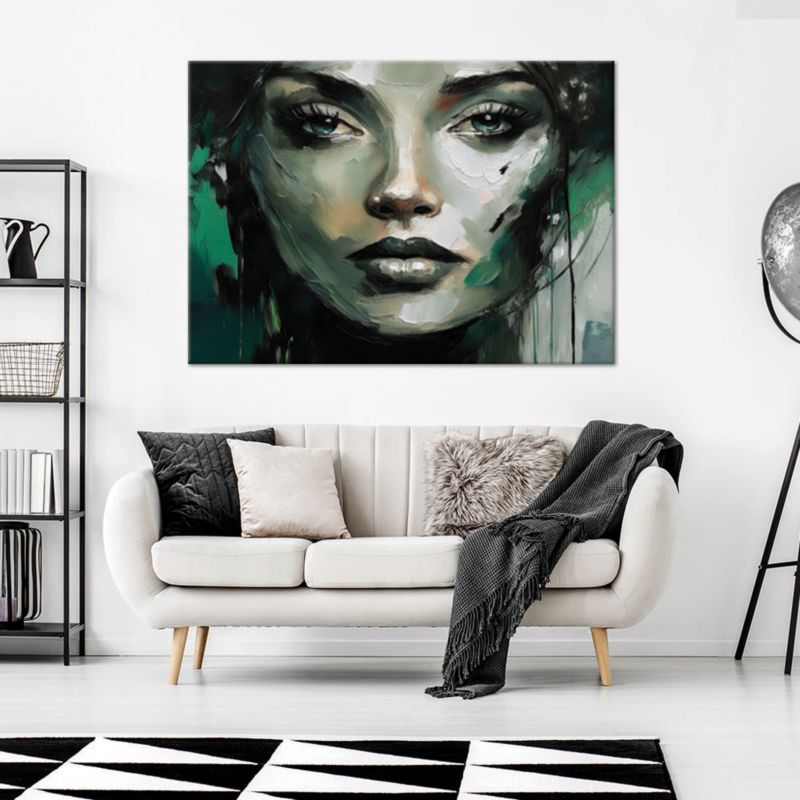 Obraz do salonu sypialni Feeby Portret Kobiety Abstrakcja Zielony 60x40 cm 1szt