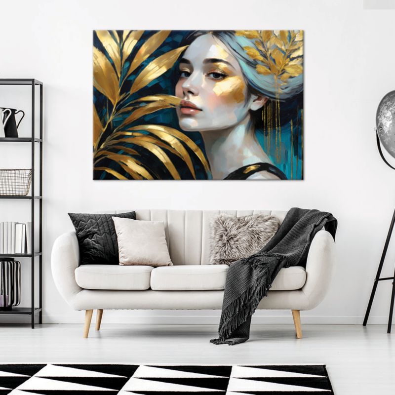 Obraz do salonu sypialni Feeby Portret Kobiety Botanika Glamour 120x80 cm 1szt
